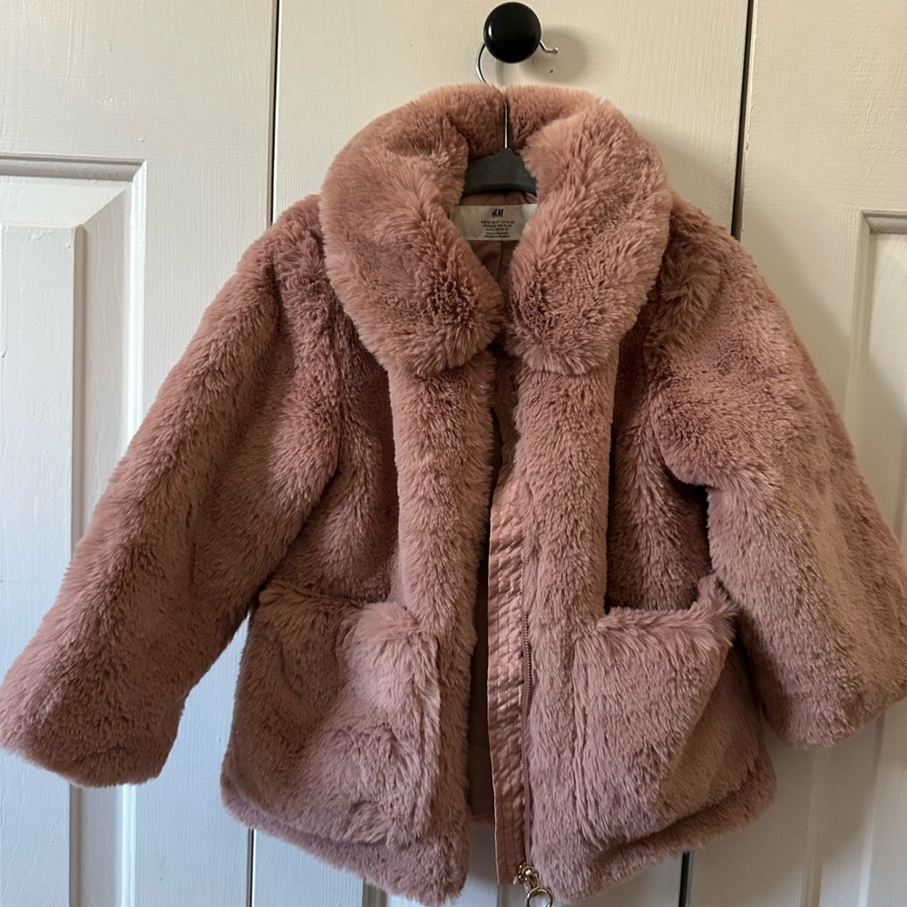 Cozy Pink Faux Fur Kids Jacket-H&M